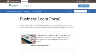 Business Login Portal - Rainforest Alliance | For Business