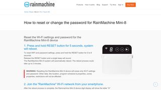 How to reset or change the password for RainMachine Mini-8