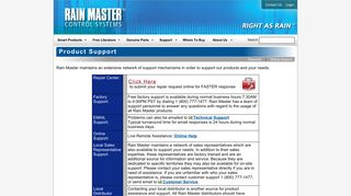 Product Support - Rain Master Control Systems