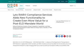 Lytx RAIR® Compliance Services Adds New Functionality to Create ...