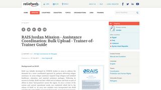 RAIS Jordan Mission - Assistance Coordination: Bulk Upload - Trainer ...