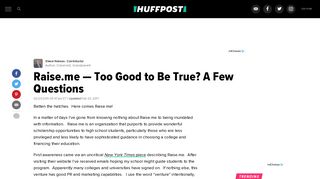 Raise.me -- Too Good to Be True? A Few Questions | HuffPost