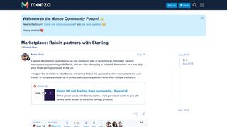 Marketplace: Raisin partners with Starling - Fintech Chat - Monzo ...