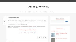 LMS Login Details | RAIT IT (Unofficial)