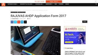RAJUVAS AHDP Application Form 2017 | AglaSem Admission