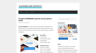 Contact of RAKBANK customer service (phone, email) | Customer ...