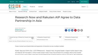 Research Now and Rakuten AIP Agree to Data ... - PR Newswire