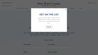 Sign Up for Promotions & Offers | Polo Ralph Lauren