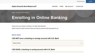 Ralphs Rewards World Mastercard® | Enrolling in Online Banking