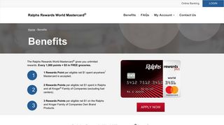 Ralphs Rewards World Mastercard® | Rewards Card Benefits
