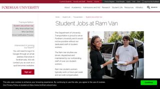 Student Jobs at Ram Van | Fordham