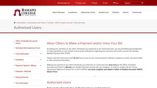 Authorized Users - Office of Student Accounts || Ramapo College of ...
