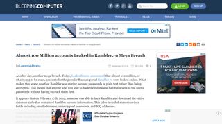 Almost 100 Million accounts Leaked in Rambler.ru Mega Breach