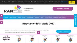 Register for RAN World 2017 - RAN World 2019 - CTO-led Radio ...