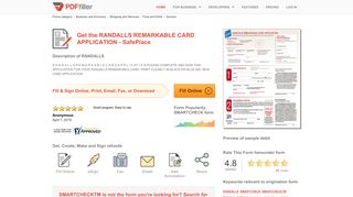 Fillable Online RANDALLS REMARKABLE CARD APPLICATION ...