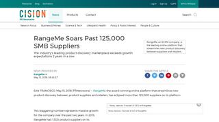 RangeMe Soars Past 125,000 SMB Suppliers - PR Newswire