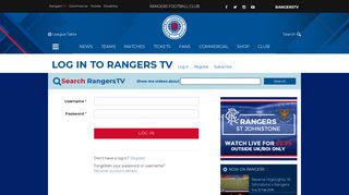 Log in - Rangers Football Club, Official Website