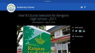 Year 8 Course Selection for Rangiora High School - 2017 - Hail