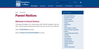 Parent Notices | Rangitoto College