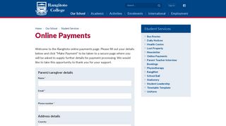 Online Payments | Rangitoto College