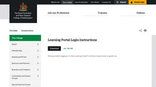 Learning Portal Login Instructions | RANZCR