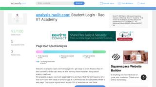 Access analysis.raoiit.com. Student Login - Rao IIT Academy