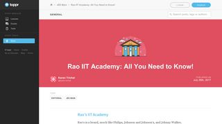 Rao's IIT Academy: All You Need to Know - Toppr