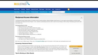 Reciprocal Access Information : MLSListings Training & Support