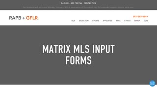 MATRIX MLS INPUT FORMS — RAPB + GFLR