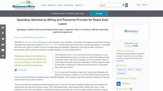 Speedpay Selected as Billing and Payments Provider for Rapid Auto ...