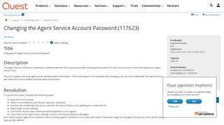 Changing the Agent Service Account Password (117623)