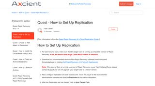 Quest - How to Set Up Replication – Axcient - eFolder