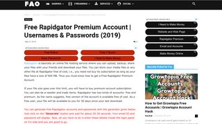 Free Rapidgator Premium Account | Usernames & Passwords (2018)