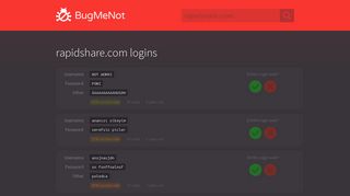 rapidshare.com passwords - BugMeNot