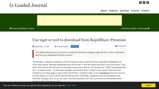 Use wget or curl to download from RapidShare Premium | G-Loaded ...