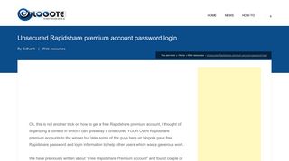 Unsecured Rapidshare premium account password login - Blogote