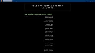 Free Rapidshare Premium Accounts