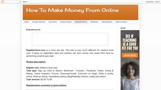 How To Make Money From Online: [RapidWorkers]
