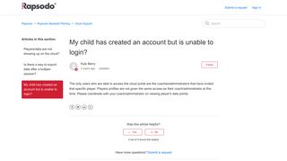 My child has created an account but is unable to login? – Rapsodo