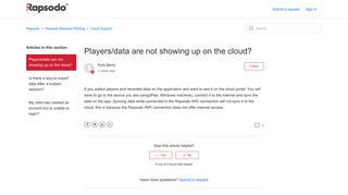 Players/data are not showing up on the cloud? – Rapsodo