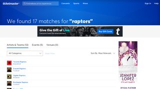 Find tickets for 'raptors' at Ticketmaster.ca