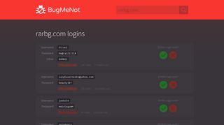 rarbg.com passwords - BugMeNot