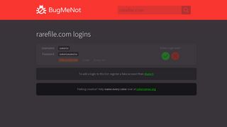 rarefile.com passwords - BugMeNot