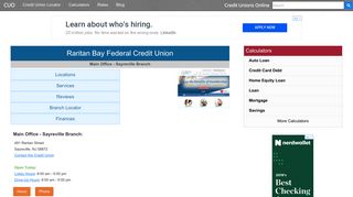 Raritan Bay Federal Credit Union - Sayreville, NJ - Credit Unions Online