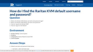 How do I find the Raritan KVM default username and password?