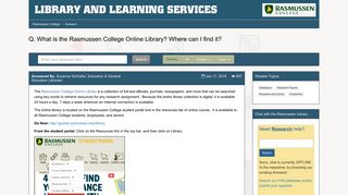 What is the Rasmussen College Online Library? Where can I find it ...