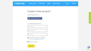 Create a free account — Ratatype