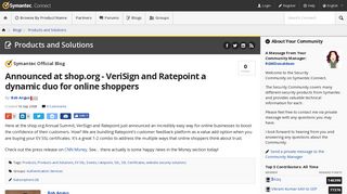 Announced at shop.org - VeriSign and Ratepoint a dynamic duo for ...
