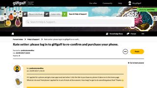Solved: Rate setter: please log in to giffgaff to re-confi... - The giffgaff ...
