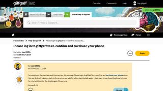 Please log in to giffgaff to re-confirm and purcha... - The giffgaff ...